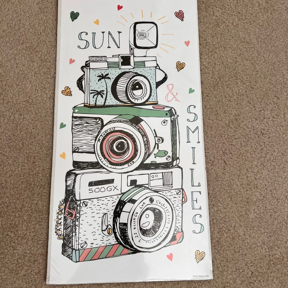 Hobby Lobby Sun & Smiles Camera‎ Stack Wall Decor Art Photo Graphic New